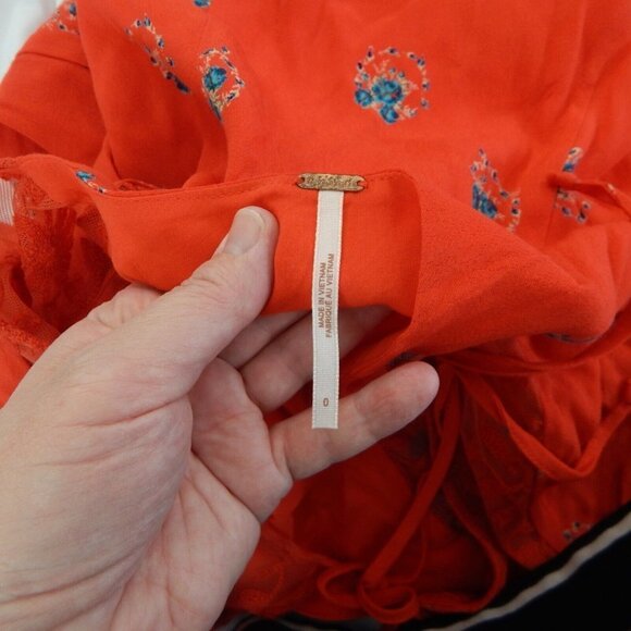 FREE PEOPLE mockingbird mini dress backless lace flutter sleeve floral XS 0 - Picture 8 of 10